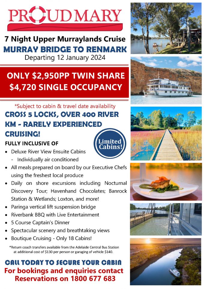 Flyer - 7 Night Murray Bridge to Renmark Cruise Flyer 2024